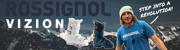 a blog header for rossignol vizion ski boots - step into a revolution