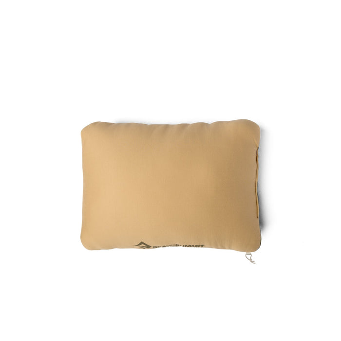 Foam Core Pillow rolled up with its built-in closure