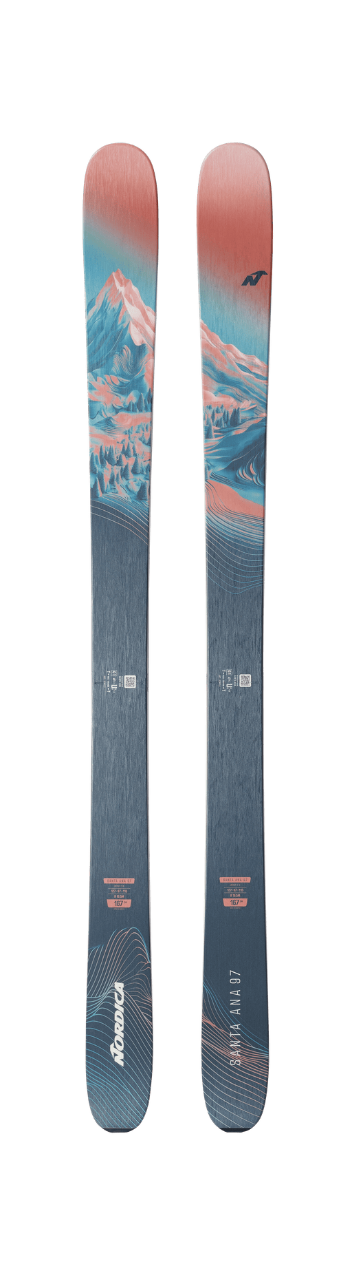 Nordica Santa Ana 97 skis, Salmon/Turquoise/Navy
