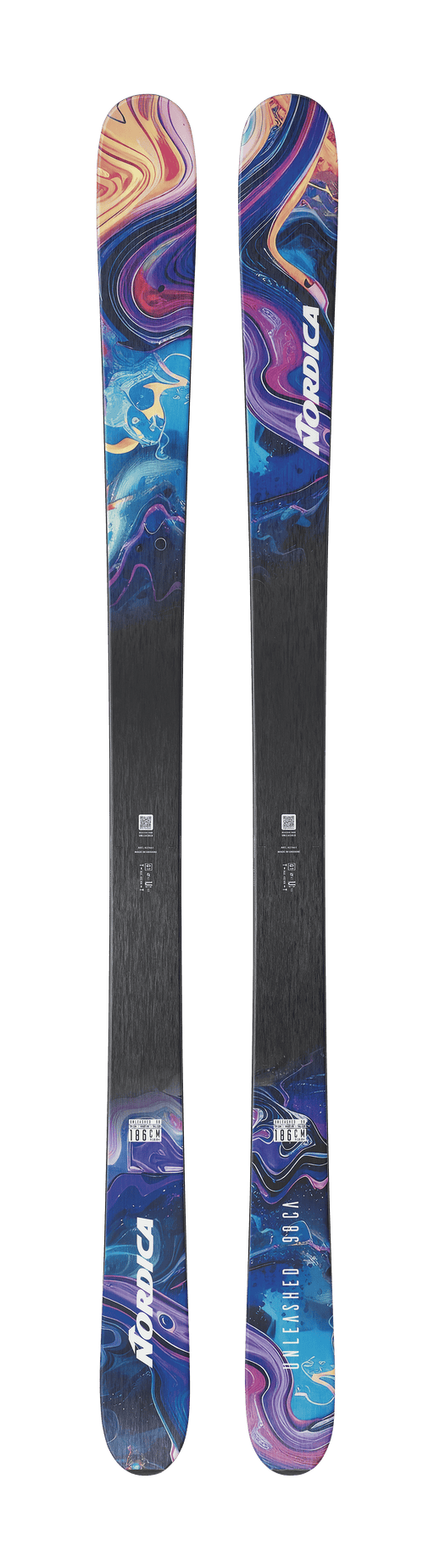 Nordica Unleashed 98 CA skis, Blue/Orange