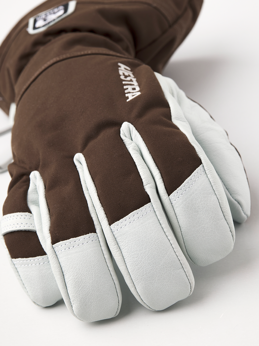 Hestra Army Leather Heli Ski glove in Espresso, palm view