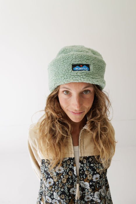 KAVU Fur Ball Beanie in Soft Sage, additional view