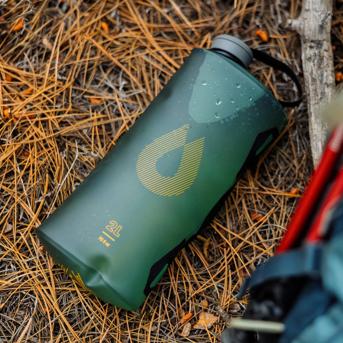 Hydrapak Seeker water bag in use at camp