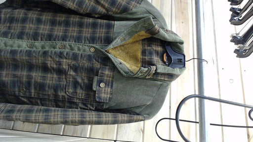 Unknown Jacket M Green and brown plaid pattern with olive green sleeves