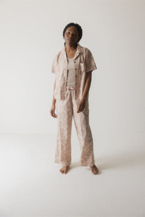KAVU Cedar Springs shirt in Passion Palm, on model