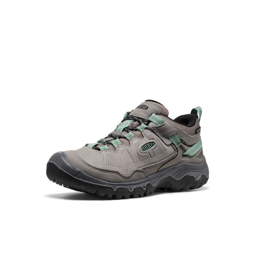 KEEN Women's Targhee IV Waterproof Hiking Shoe in Alloy/Granite Green, angle view