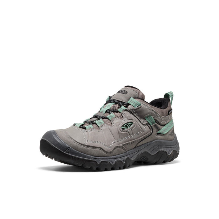 KEEN Women's Targhee IV Waterproof Hiking Shoe in Alloy/Granite Green, angle view