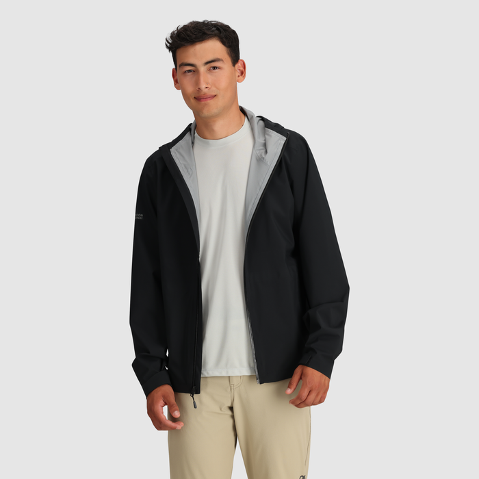 Outdoor Research Men's Stratoburst Stretch Rain Jacket in Black, view 4