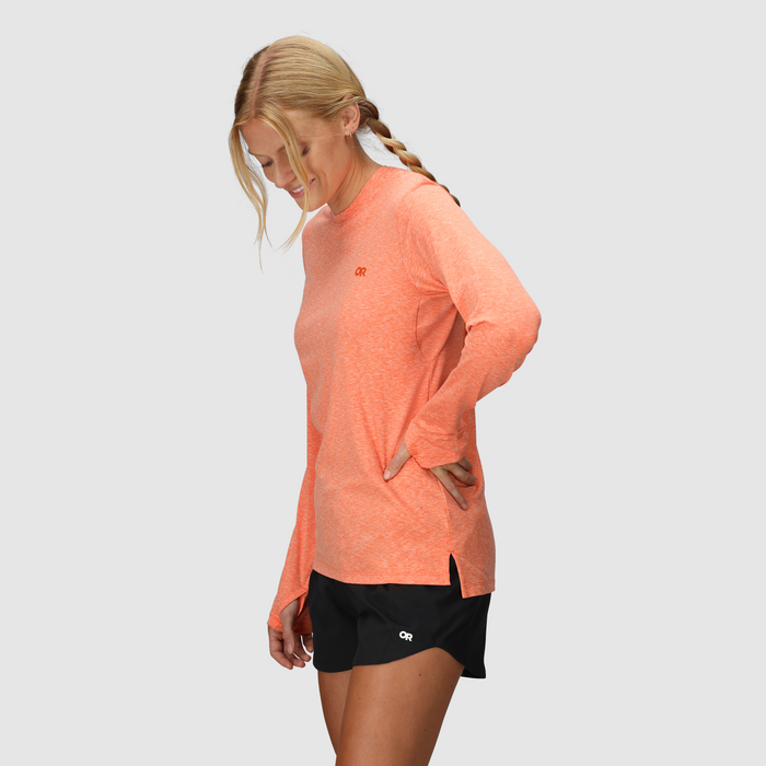 Outdoor Research Women's ActiveIce Spectrum Sun Long Sleeve Tee in Zest Heather, view 3