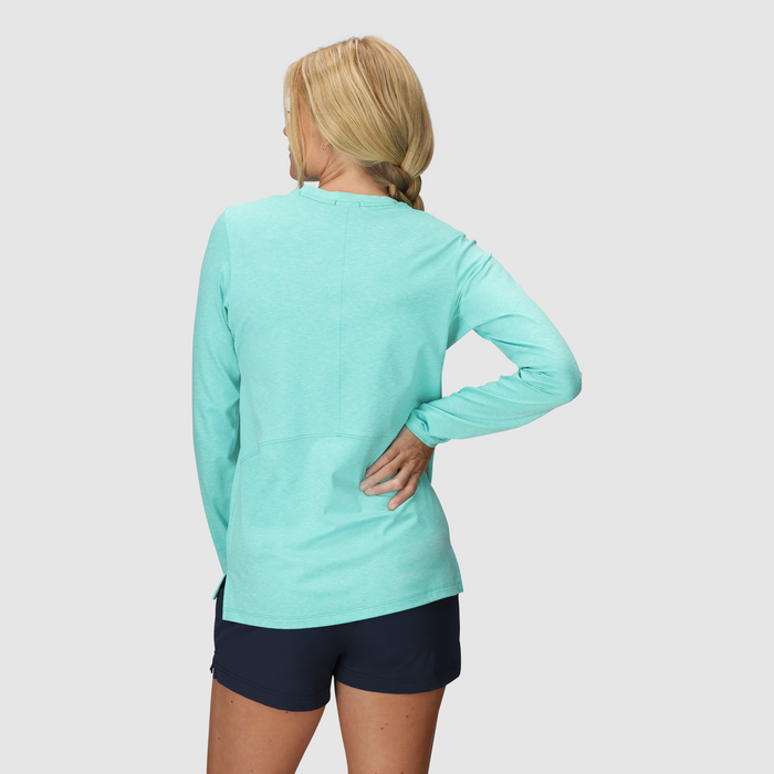 Outdoor Research Women's ActiveIce Spectrum Sun Long Sleeve Tee in Maldives Heather, view 2