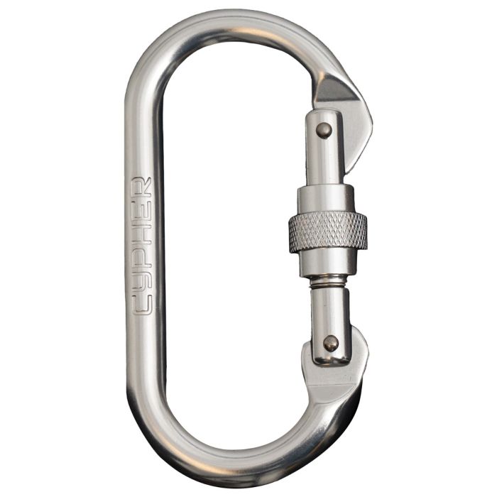 Cypher Oval Screw Gate carabiner, bright, front