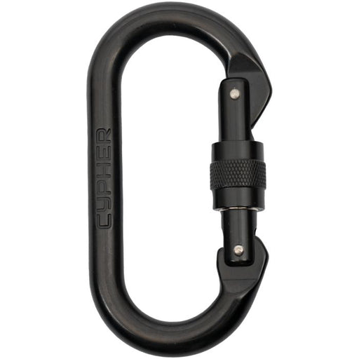 Cypher Oval Screw Gate carabiner, black, front