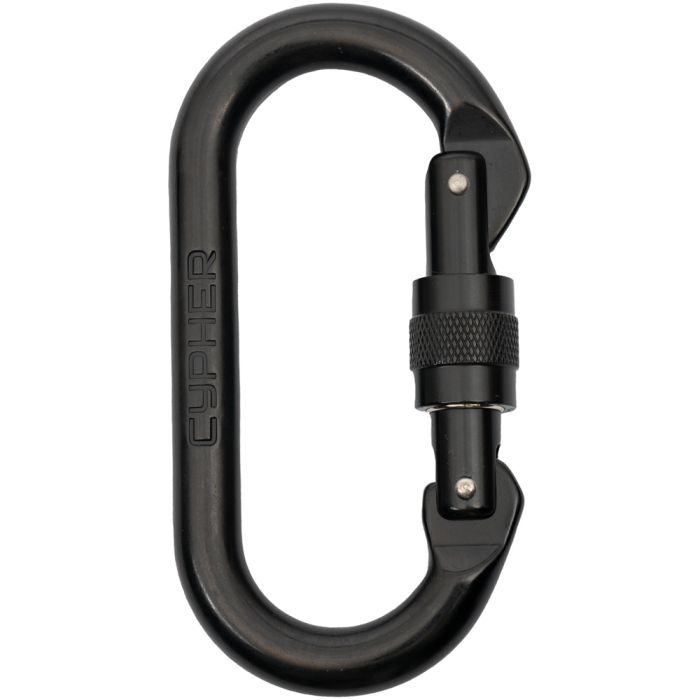 Cypher Oval Screw Gate carabiner, black, front