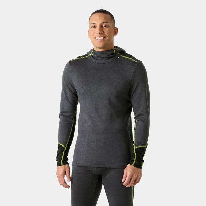 Helly Hansen Men's LIFA Merino Midweight Base Layer Hoodie in Thunder Grey