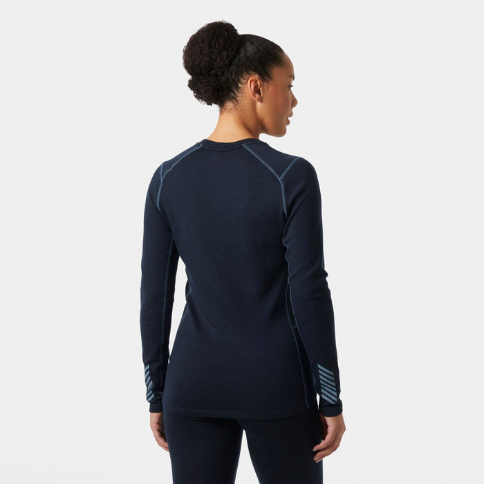 Helly Hansen Women's LIFA Merino Midweight Graphic Crew - Navy Nordic Rose