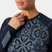 Helly Hansen Women's LIFA Merino Midweight Graphic Crew - Navy Nordic Rose