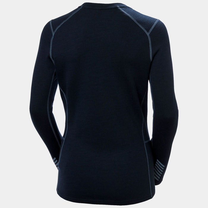 Helly Hansen Women's LIFA Merino Midweight Graphic Crew - Navy Nordic Rose