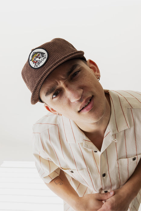 KAVU Island Bound shirt in Sand Stripe, lifestyle