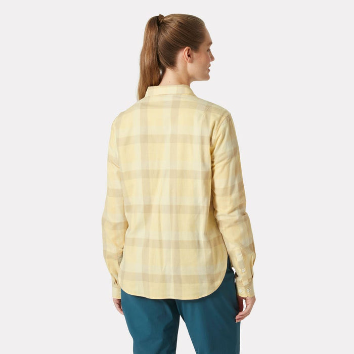 Helly Hansen Women's Lokka Organic Flannel Long Sleeve Shirt in Yellow Cream
