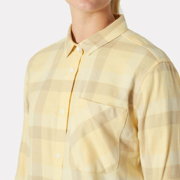 Helly Hansen Women's Lokka Organic Flannel Long Sleeve Shirt in Yellow Cream