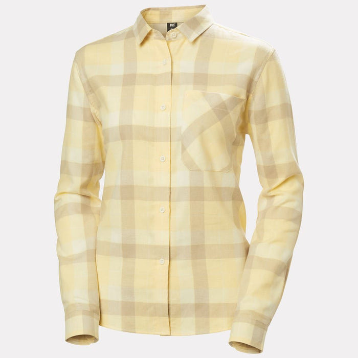 Helly Hansen Women's Lokka Organic Flannel Long Sleeve Shirt in Yellow Cream