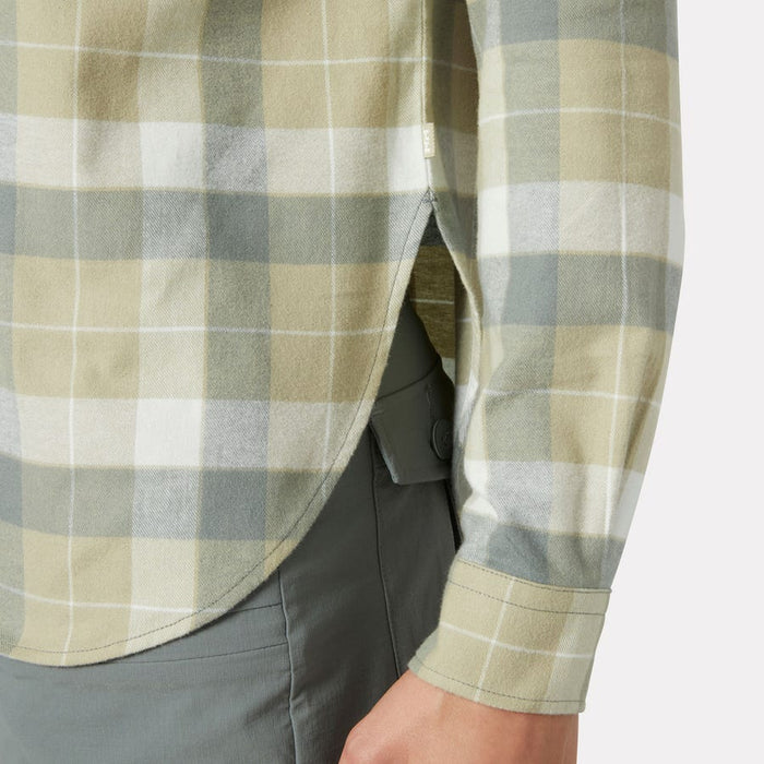 Helly Hansen Women's Lokka Organic Flannel Long Sleeve Shirt in Light Lav Box Stripe Plaid