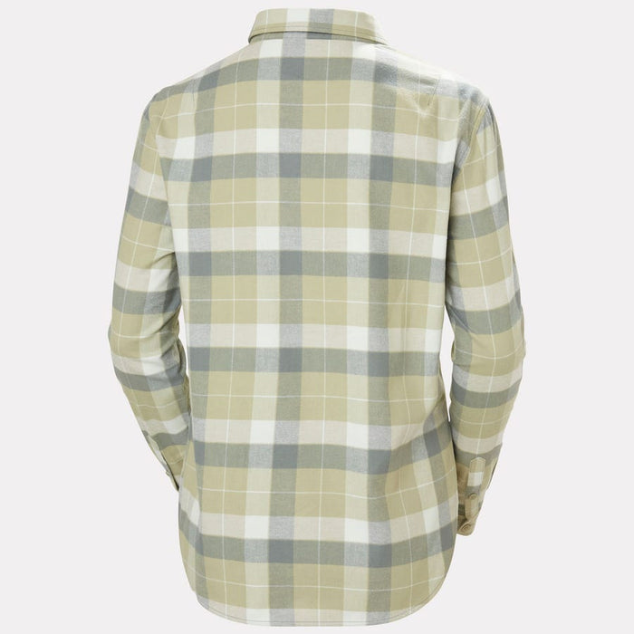 Helly Hansen Women's Lokka Organic Flannel Long Sleeve Shirt in Light Lav Box Stripe Plaid