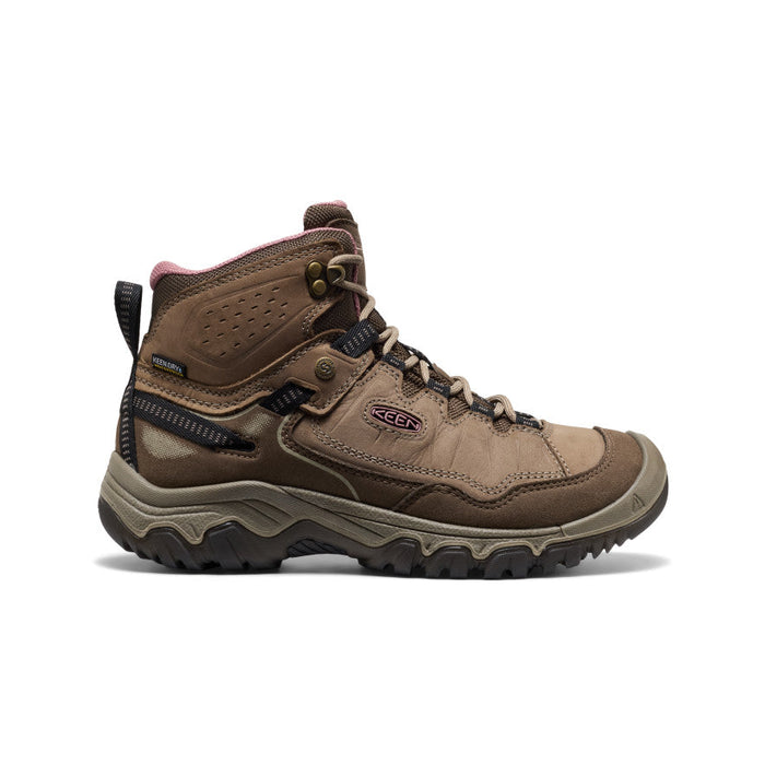 KEEN Women's Targhee IV Mid Waterproof Hiking Boot in Brindle/Nostalgia Rose, side view