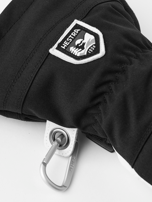 Hestra Army Leather Heli Ski glove in Black, palm view