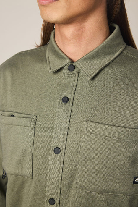 686 Whisper Knit Flannel in Fatigue Green, detail