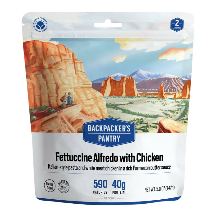 Backpacker's Pantry Fettuccine Alfredo with Chicken pouch, front