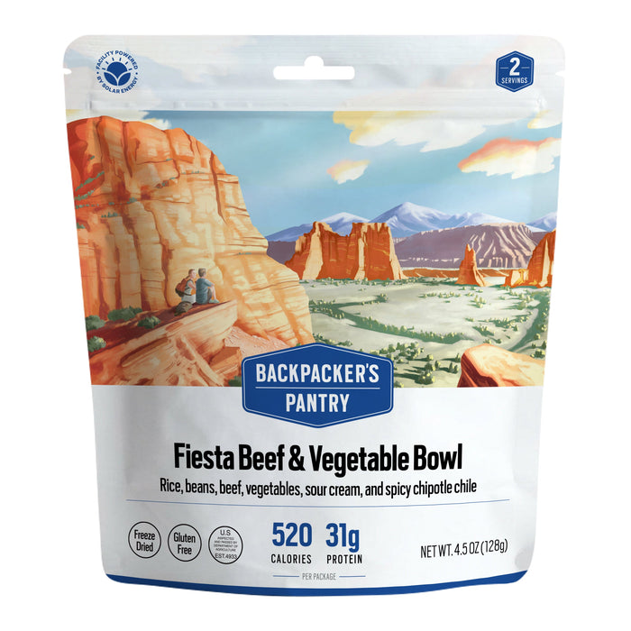 Backpacker's Pantry Fiesta Beef and Vegetable Bowl pouch, front