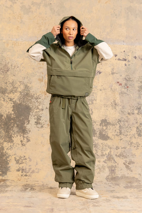 686 Women's Outline Shell Anorak - Fatigue Green Colorblock