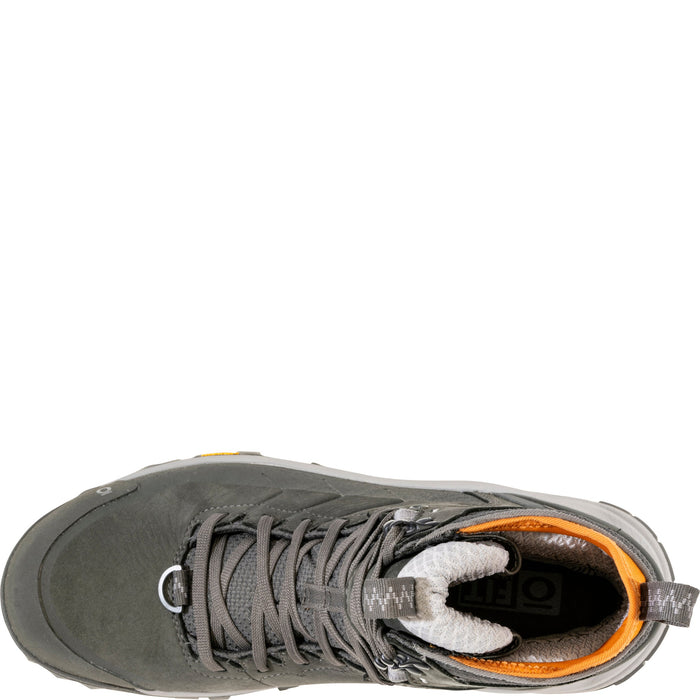 Oboz Men's Bangtail Mid Insulated Waterproof in Charcoal, top view