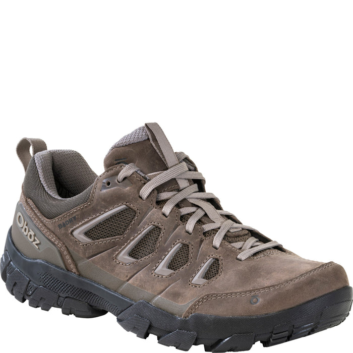 Oboz Men's Sawtooth X Low Waterproof in Classic Brown, angled view