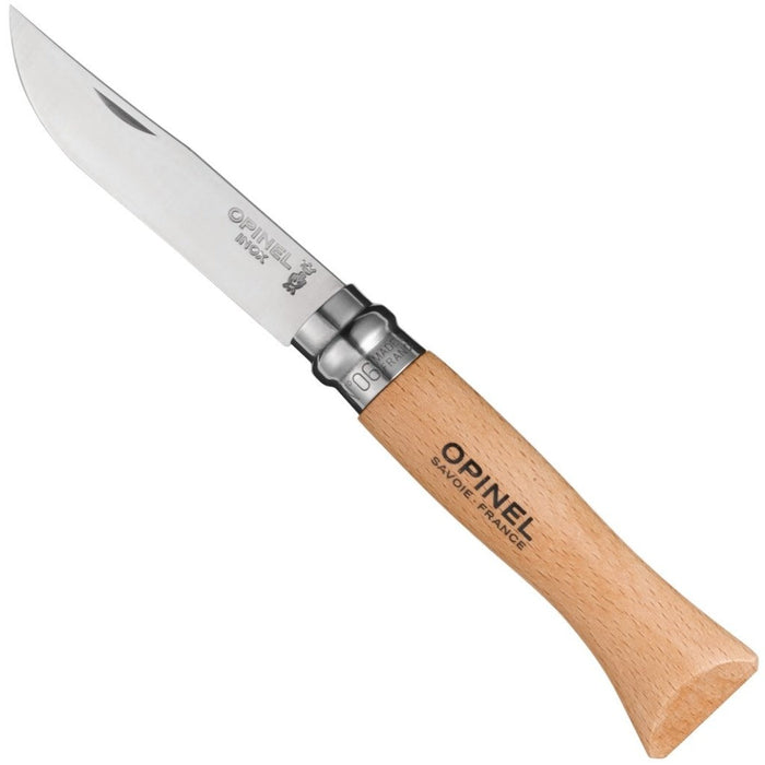 Opinel No.06 stainless steel folding knife with beechwood handle