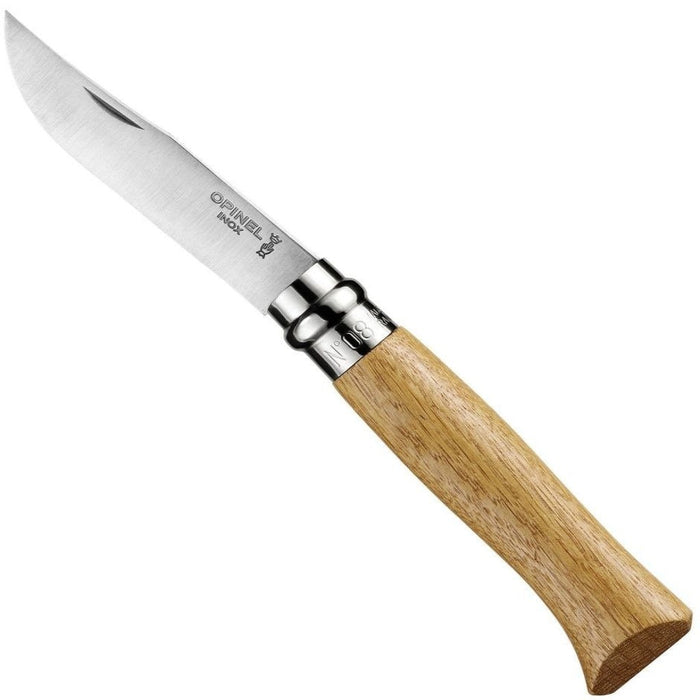 Opinel No.08 stainless steel folding knife with beechwood handle, view 5