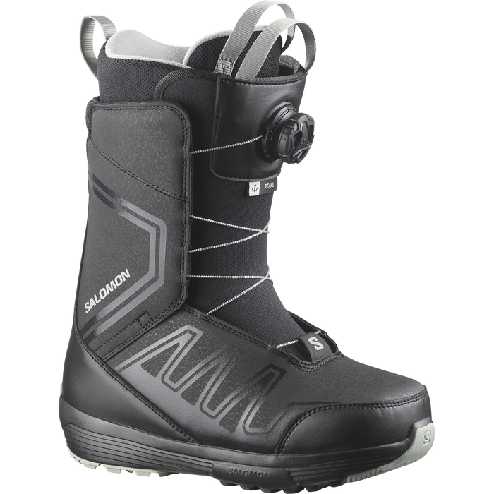 Salomon Pearl BOA 2027 women's snowboard boot in black, outside view