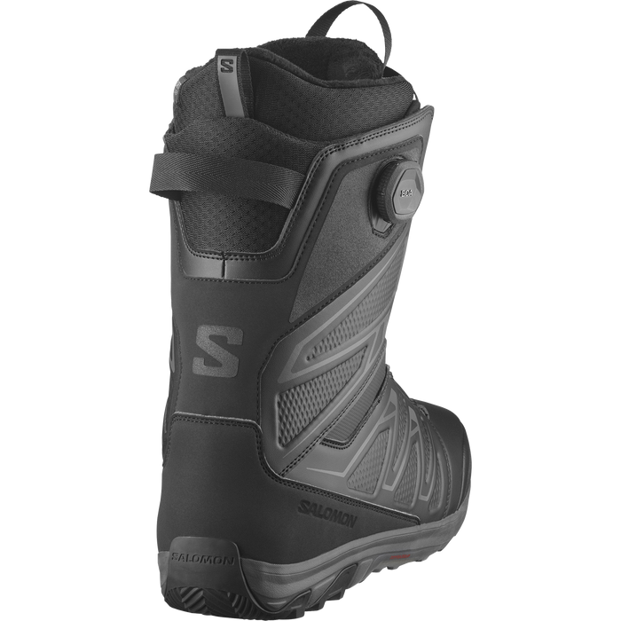 Salomon Launch BOA SJ men's snowboard boot in black, BOA dial detail