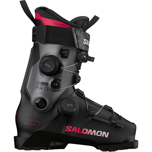 Salomon S/Pro Supra Dual BOA 115 W Ski Boots, Black / Beluga Met. / Raspberry