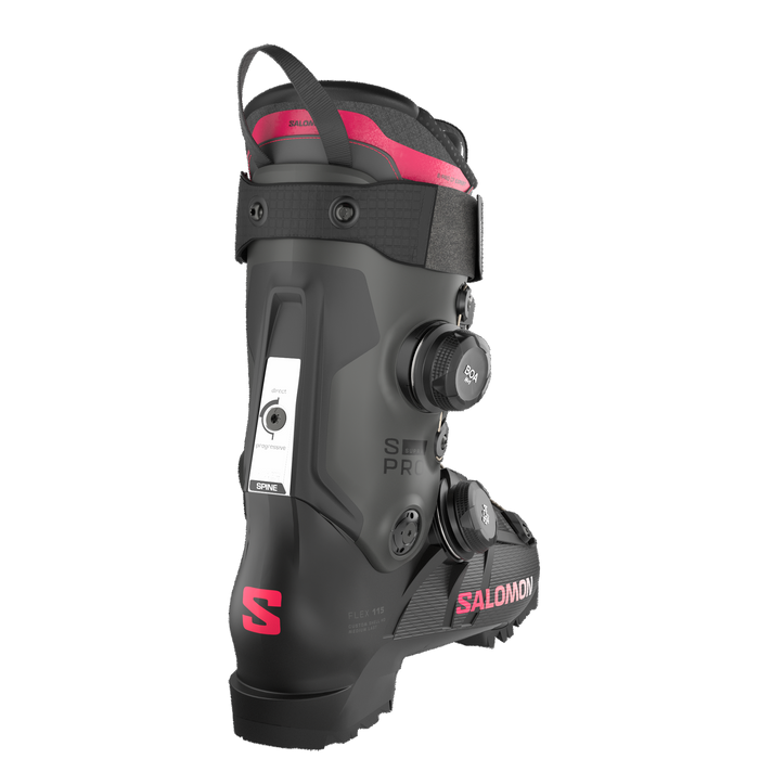 Salomon S/Pro Supra Dual BOA 115 W Ski Boots, Black / Beluga Met. / Raspberry