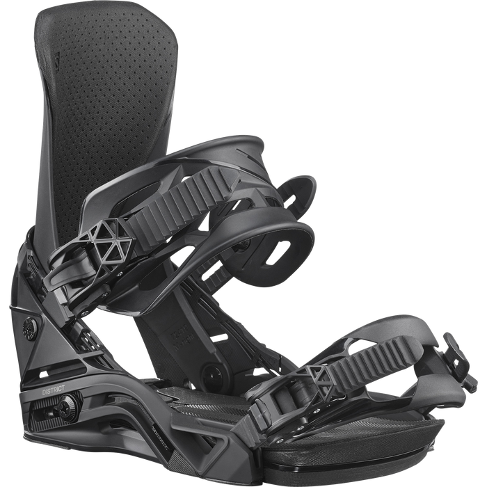 Salomon District 2027 snowboard binding in black, highback detail