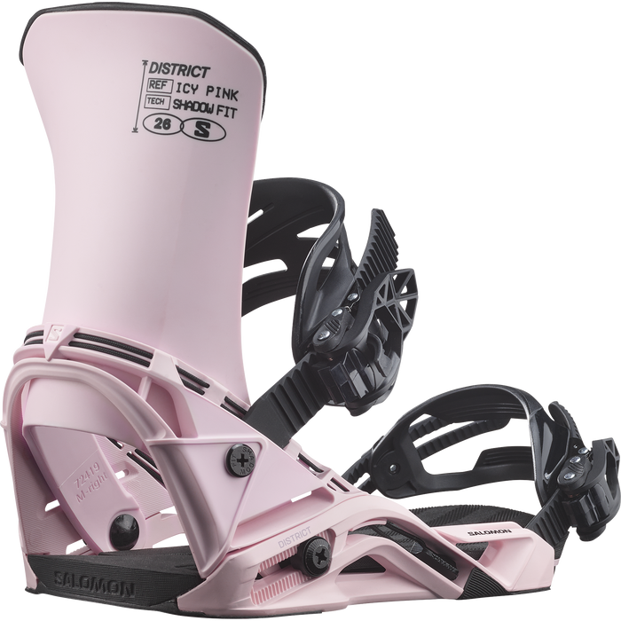Salomon District 2027 snowboard binding in icy pink