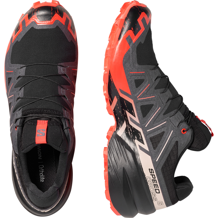 Salomon Speedcross 6 GTX Men's, Black/Fiery Red/Almond Milk, detail