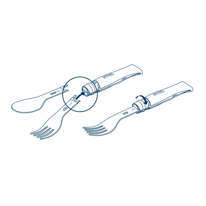 Opinel Picnic+ set with No.08 folding knife, fork and spoon inserts, view 3