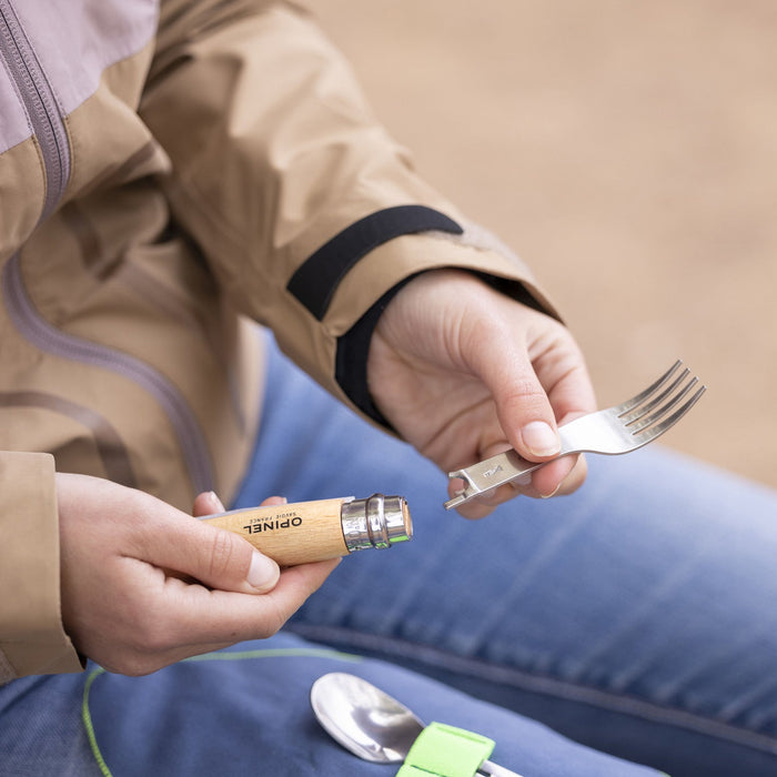 Opinel Picnic+ set with No.08 folding knife, fork and spoon inserts, view 4