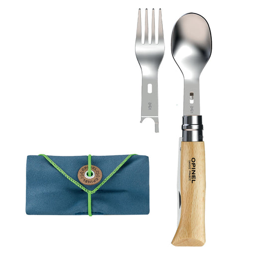 Opinel Picnic+ set with No.08 folding knife, fork and spoon inserts