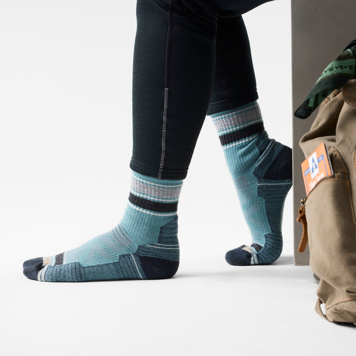 Smartwool Hike Striped Mid Crew Socks in Dusty Teal, alternate view