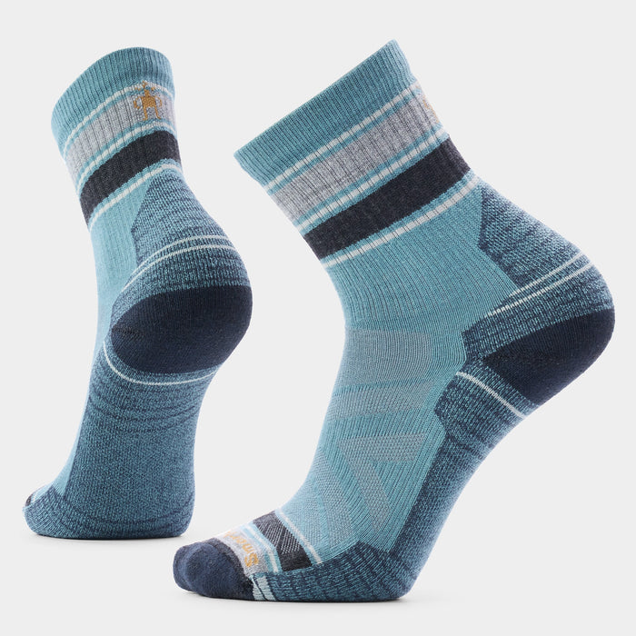 Smartwool Hike Striped Mid Crew Socks in Dusty Teal