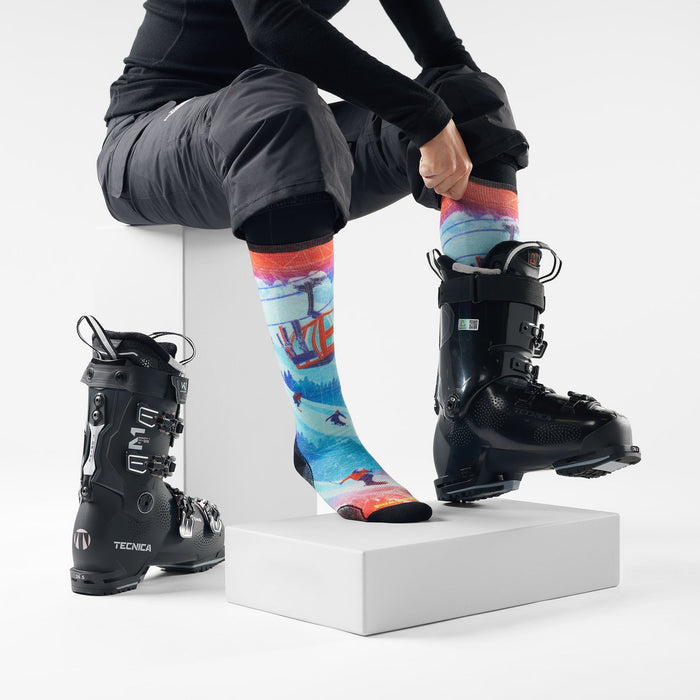 Smartwool Ski Day Print Over The Calf Socks in Laguna Blue, alternate view